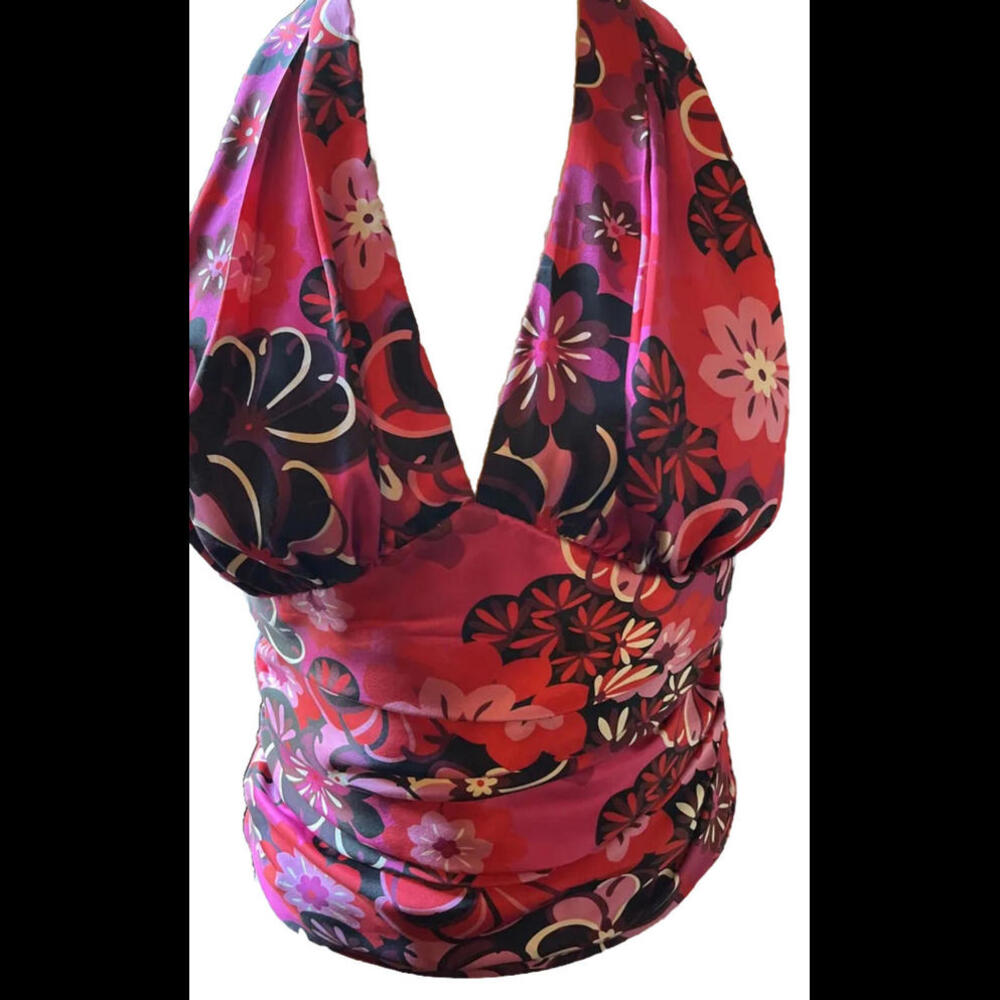 👚🩷Pink JS Collection Halter Rushed Zip Up Top - Size 10